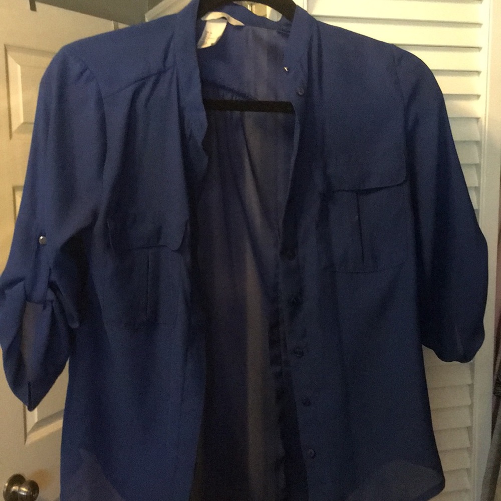 Royal blue office blouse